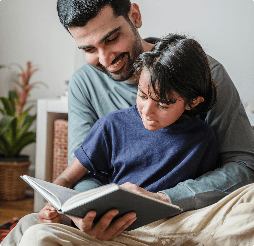 Parent and child reading together